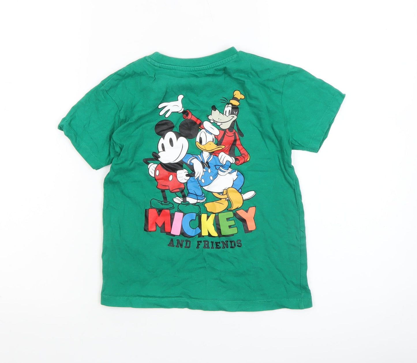 Primark Boys Green Mickey Mouse Disney T-Shirt 5-6 Years Short Sleeve