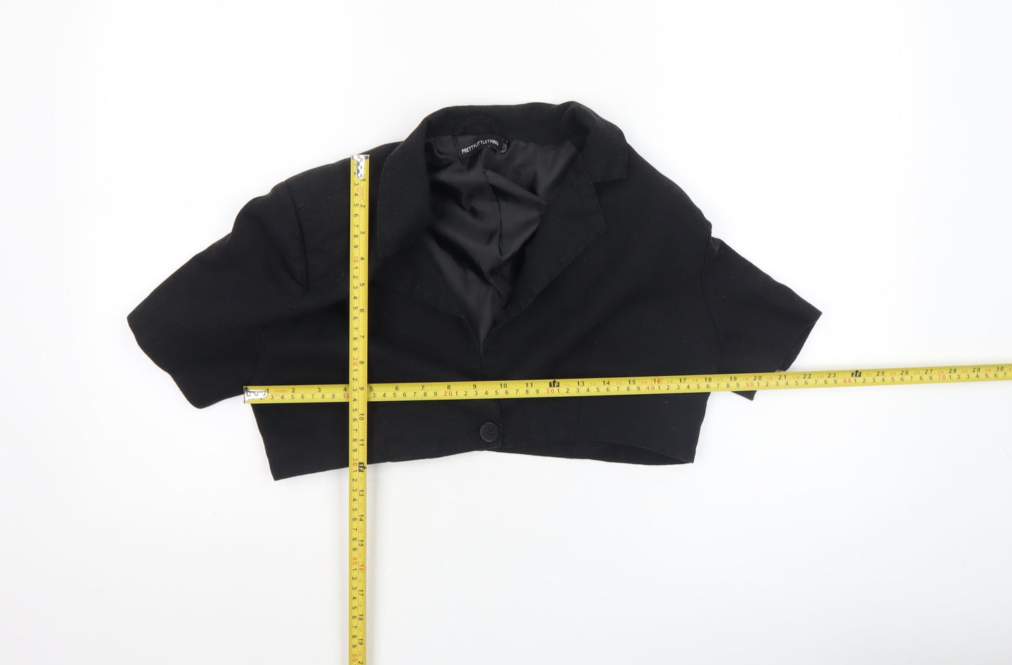 PrettyLittleThing Women's Black Cropped Blazer UK 10 Short Sleeve
