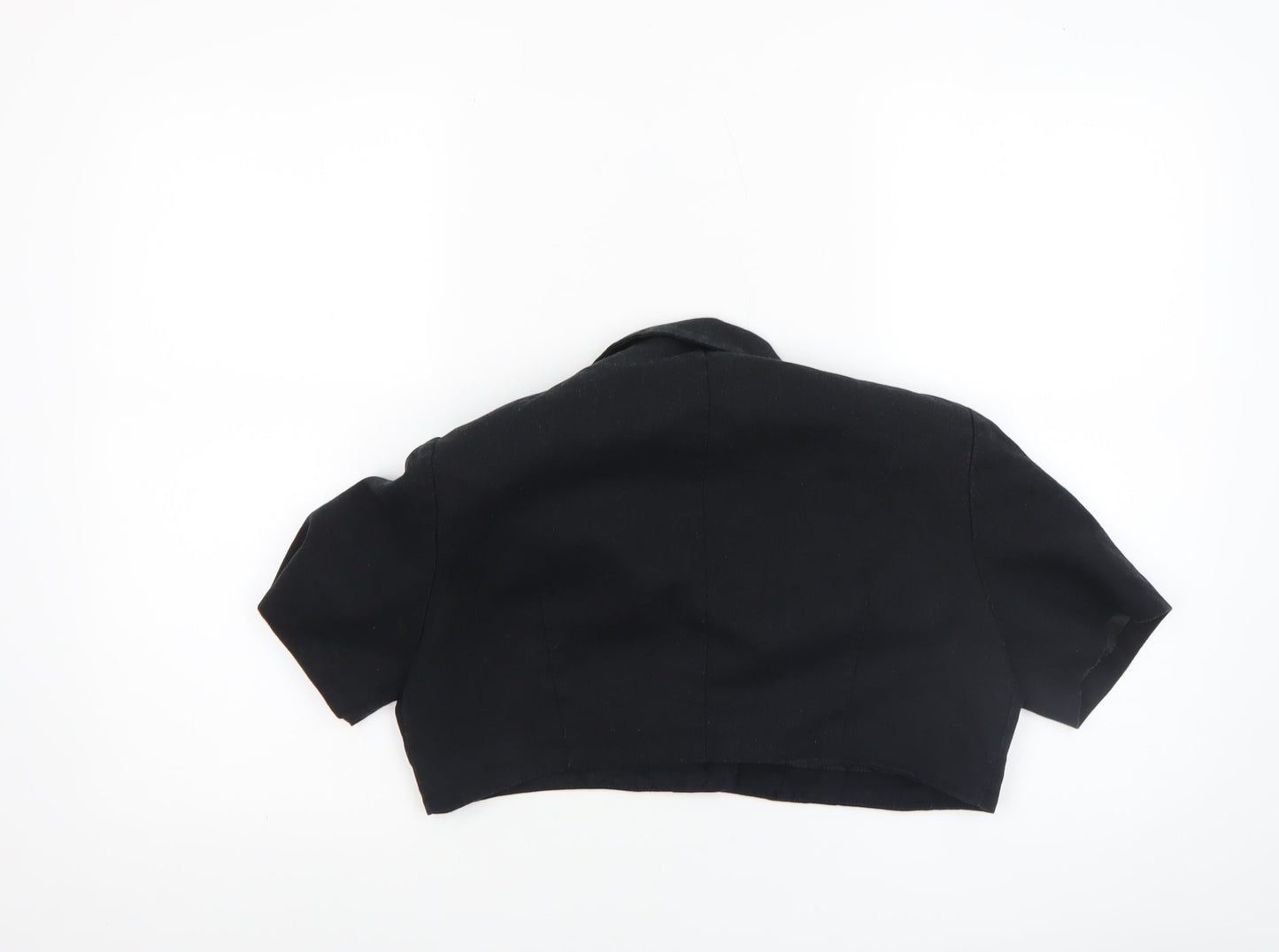 PrettyLittleThing Women's Black Cropped Blazer UK 10 Short Sleeve