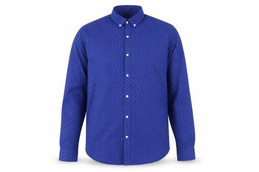 Sfera Men Blue Regular Fit Button-Up Polka Dot Long Sleeve Shirt M