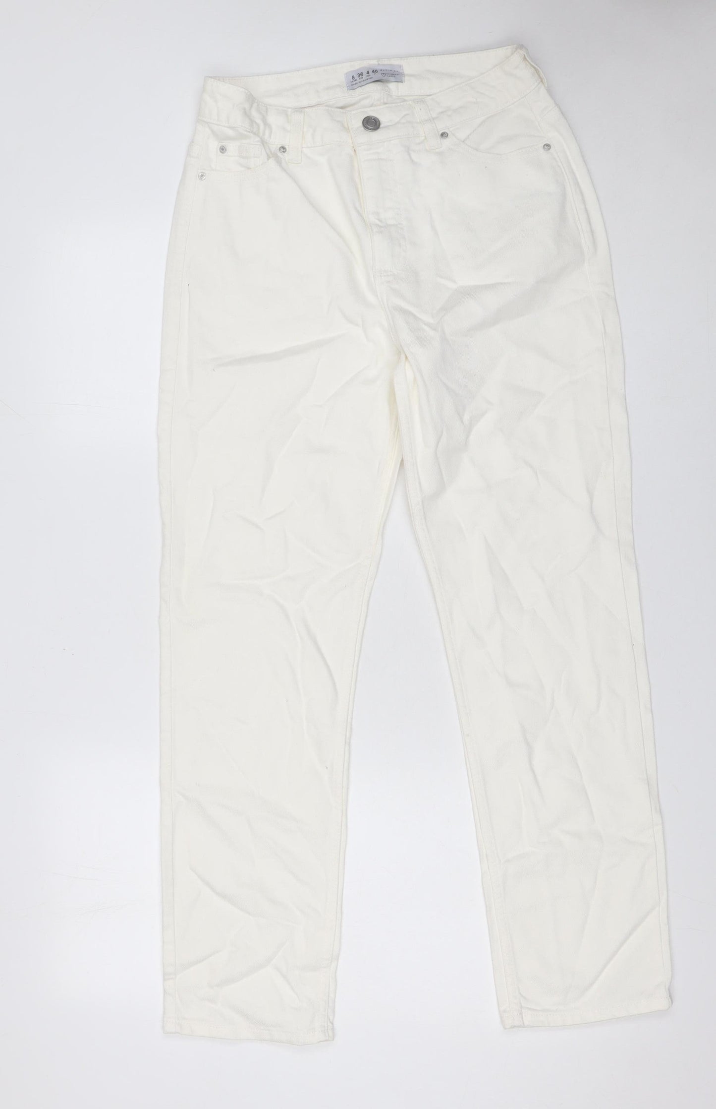 Primark Women’s White Straight Denim Jeans Size 8 Cotton