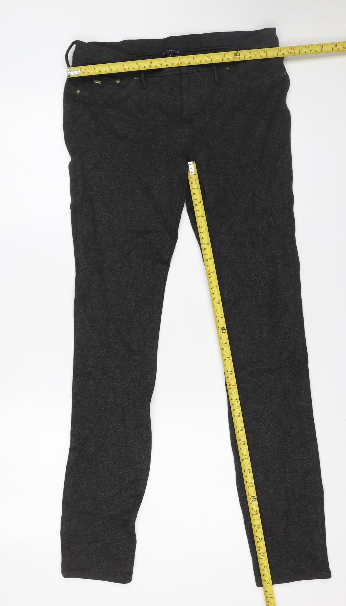 Tommy Hilfiger Women's Charcoal Skinny Trousers M Viscose Blend