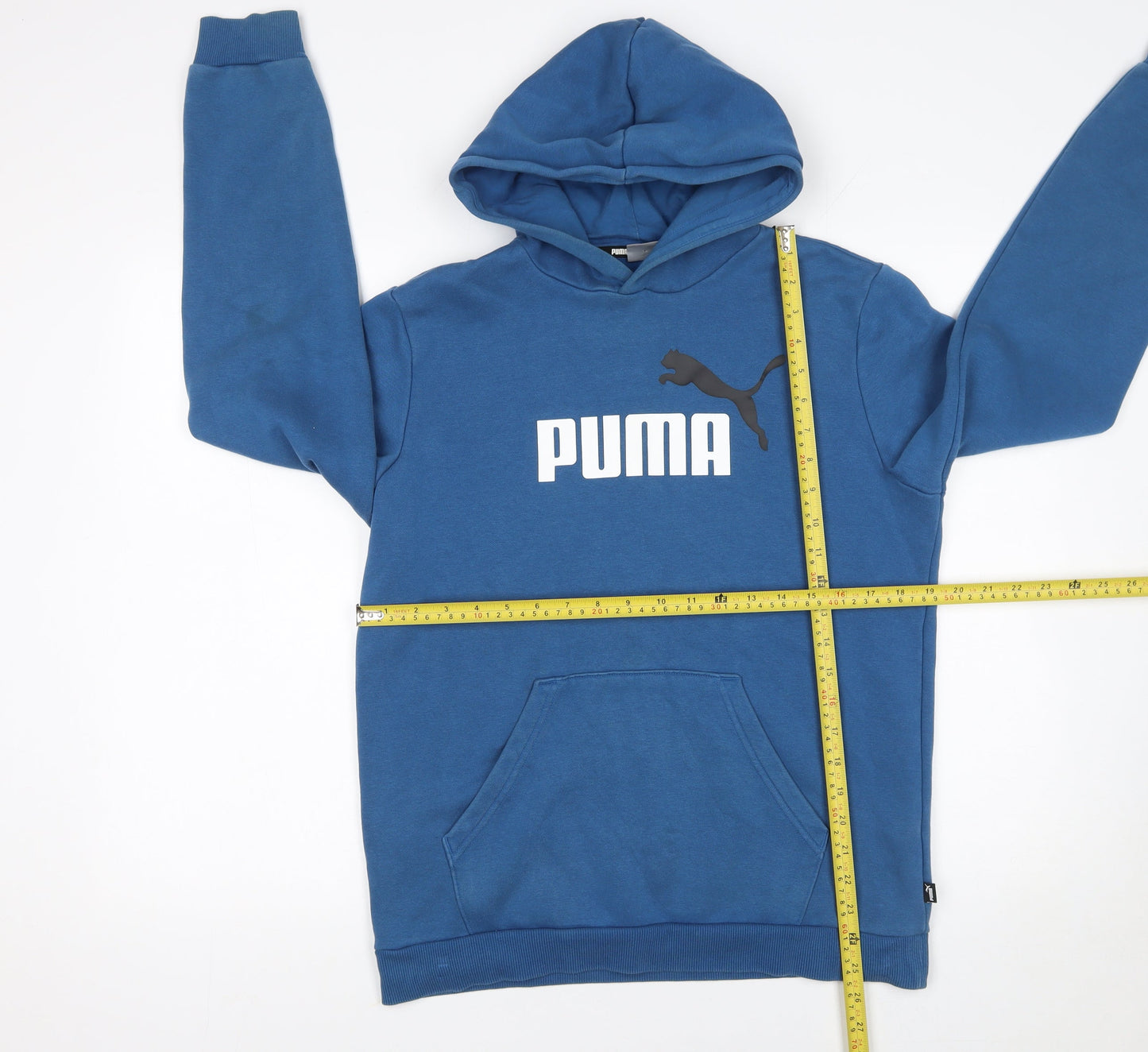 Puma Boys Blue Pullover Hoodie 15-16 Years Regular Fit Fleece Sweatshirt