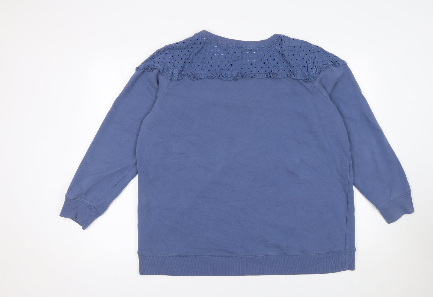 Next Women Blue Lace Yoke Long Sleeve Pullover Sweatshirt Size 22