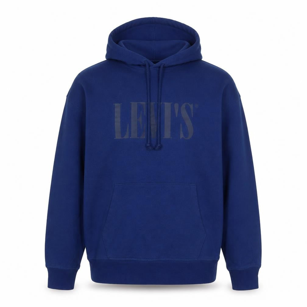Levi's Men's Blue Pullover Hoodie S Logo Cotton Blend Fleece