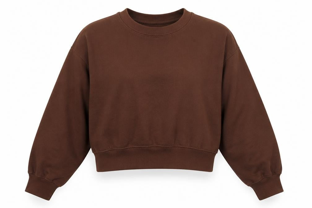 Zara Women Brown Pullover Sweatshirt Size S Crew Neck Cotton Blend