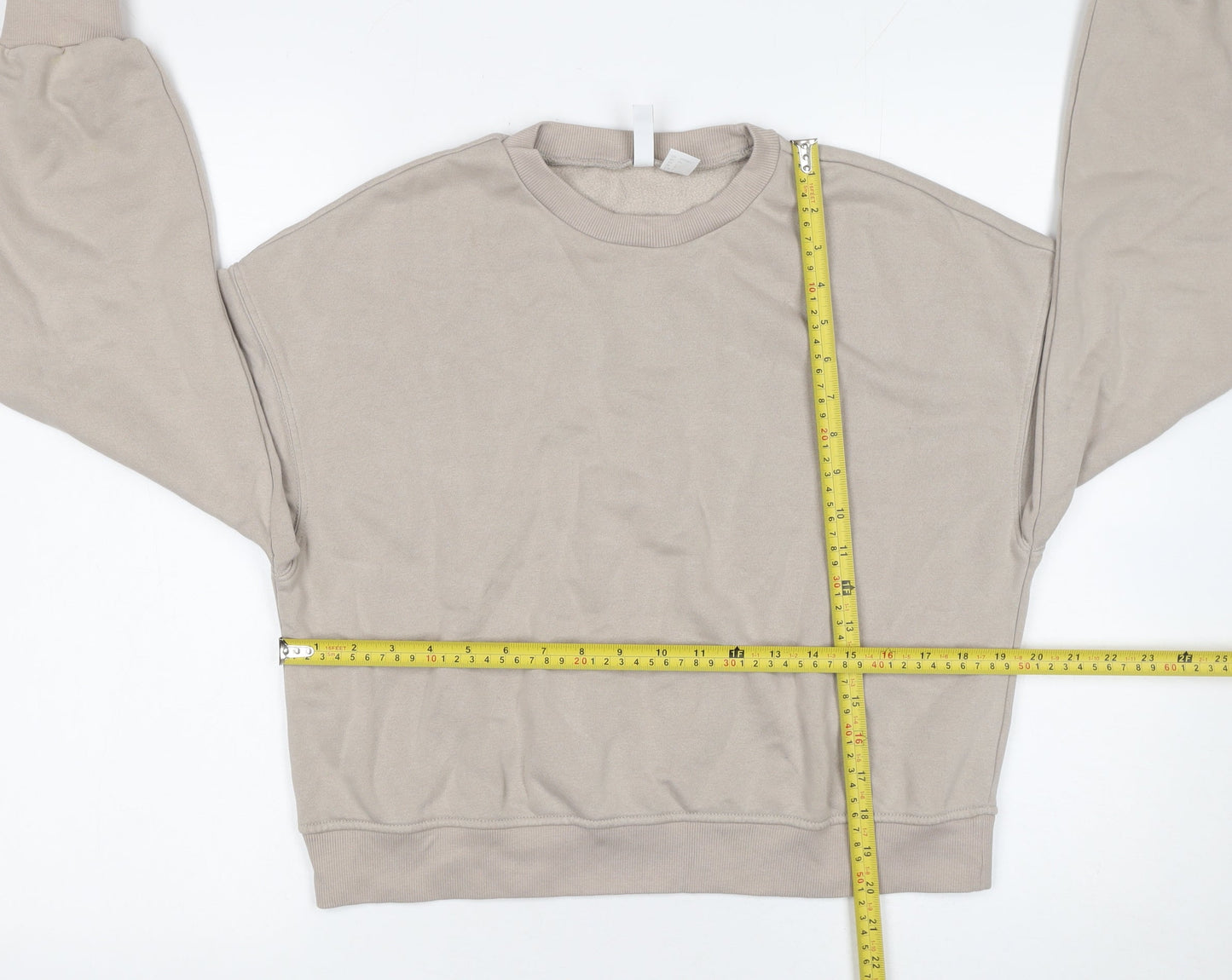 H&M Divided Women Beige Crew Neck Pullover Sweatshirt Size Small