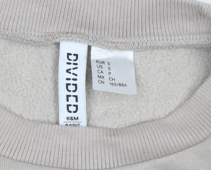 H&M Divided Women Beige Crew Neck Pullover Sweatshirt Size Small
