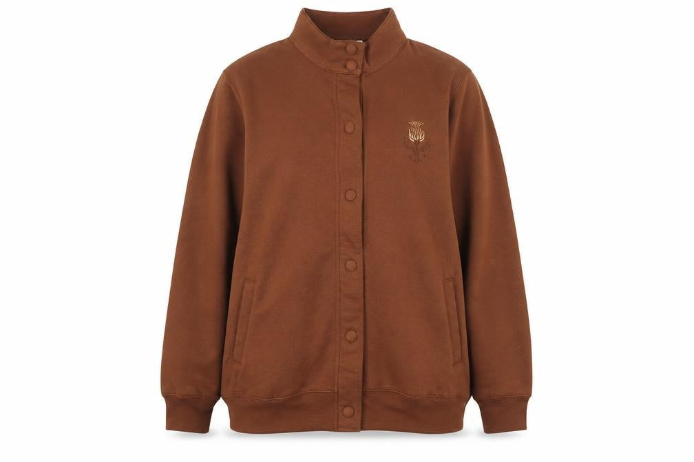 Jenny-Lee Women Brown Embroidered Button Sweatshirt Size 20