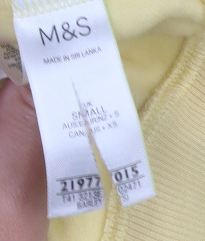 Marks and Spencer Women Yellow Pullover Hoodie Small Cotton Blend