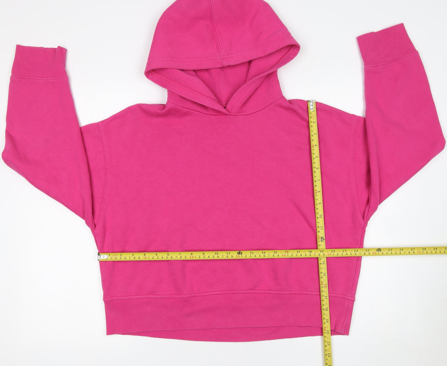 ZARA Womens Pink Pullover Hoodie Cotton Blend Size L Relaxed Fit
