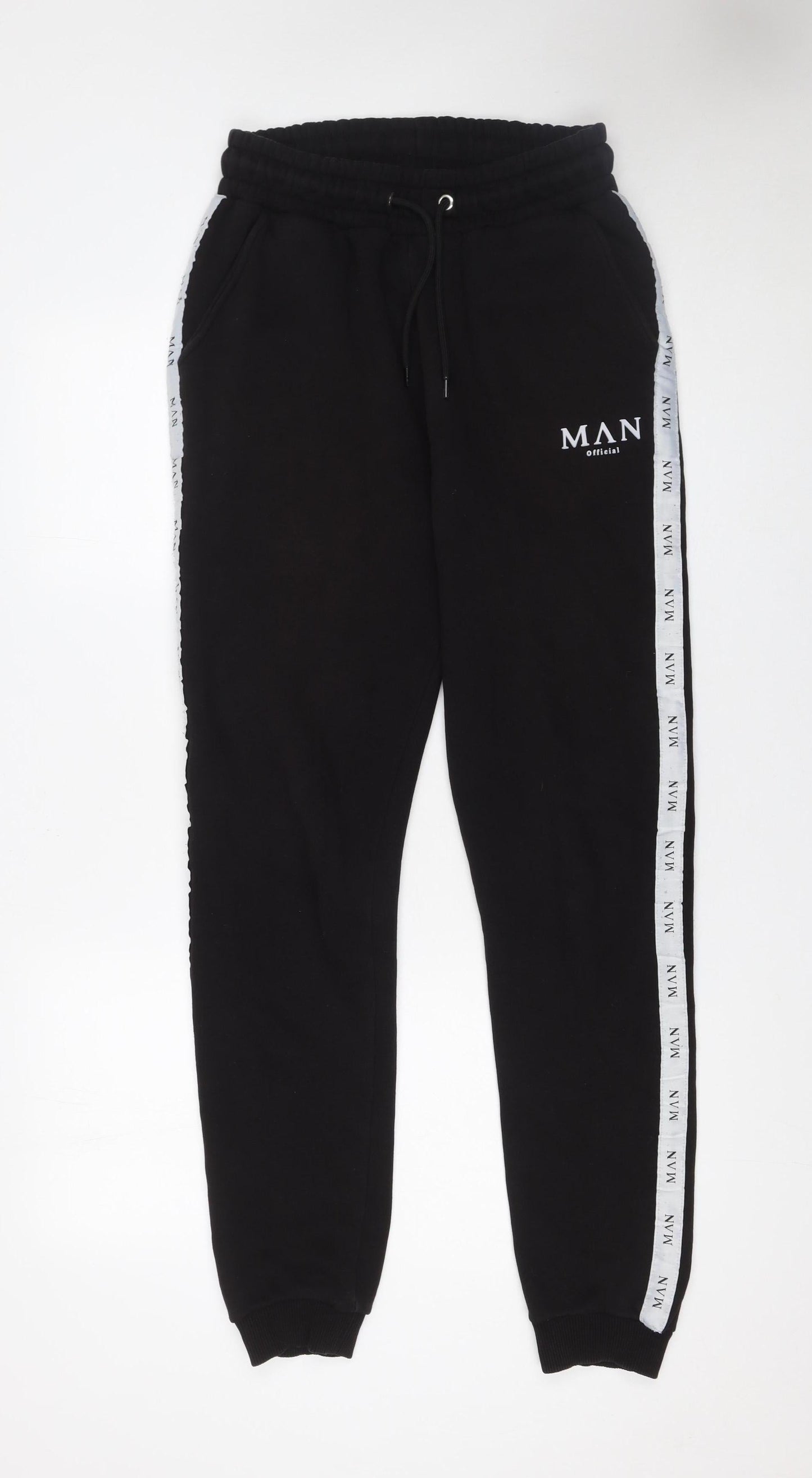 boohooMAN Men’s Black Joggers S Regular Fit Tapered Casual Fleece