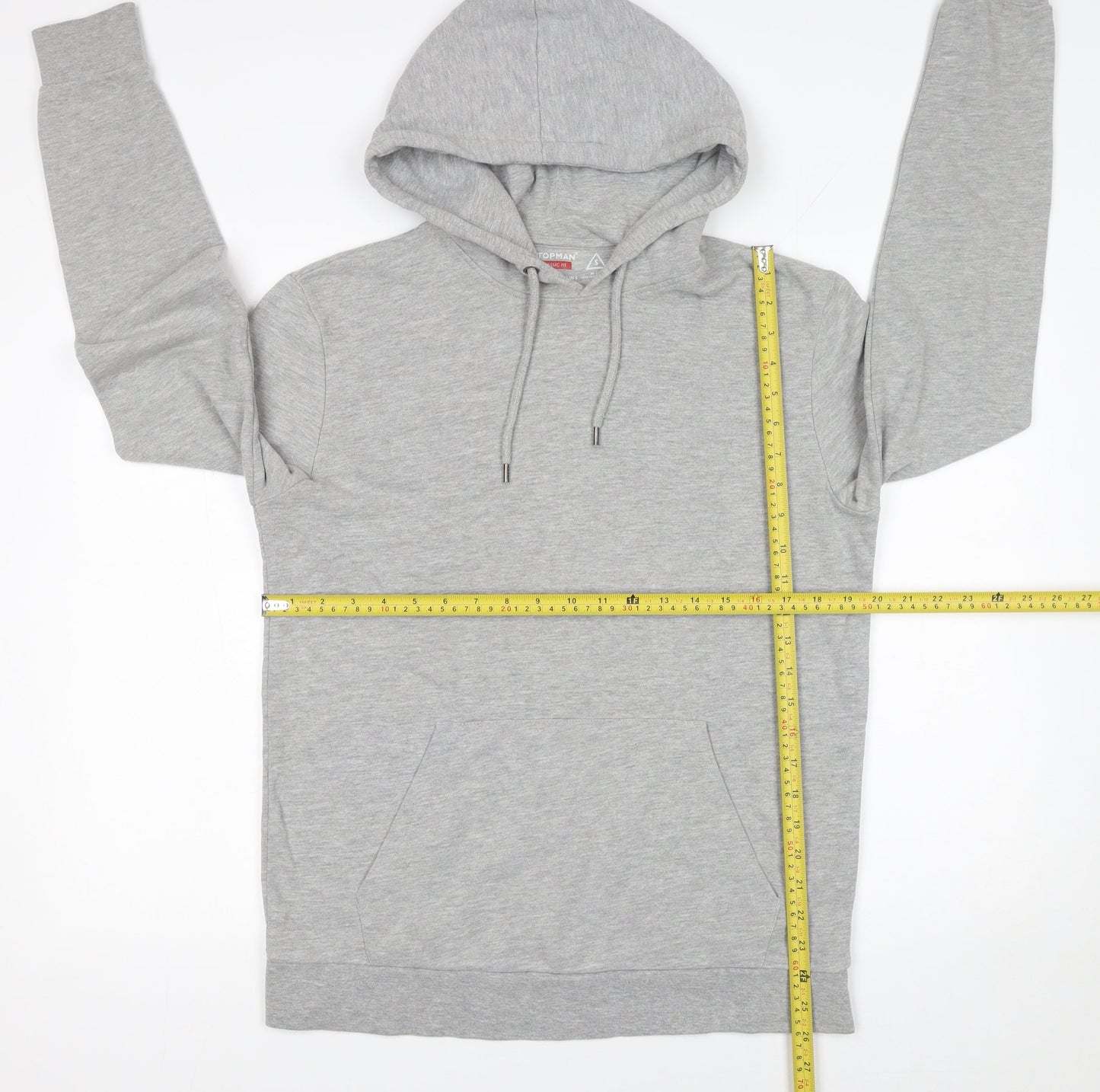 Topman Mens Grey Classic Fit Pullover Hoodie Size S