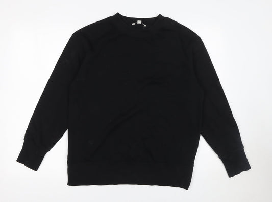 Next Women Black Small Crew Neck Cotton Sweatshirt