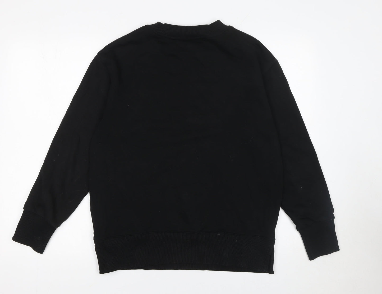 Next Women Black Small Crew Neck Cotton Sweatshirt
