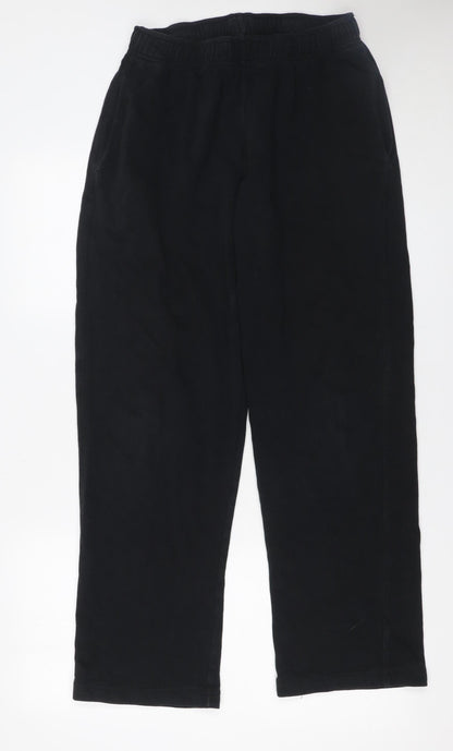 Marks & Spencer Girls Black L Sweatpants Elastic Waist Fleece Trousers