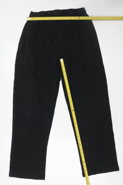 Marks & Spencer Girls Black L Sweatpants Elastic Waist Fleece Trousers