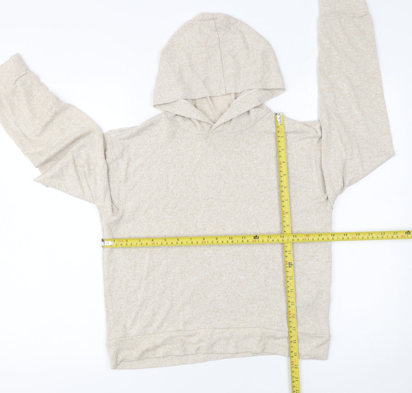 H&M Women's Beige Pullover Hoodie Size S Viscose Blend Casual