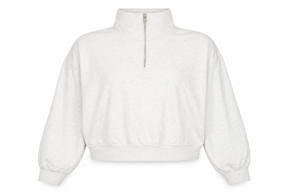 H&M Divided Women Grey 1/4 Zip Sweatshirt L Cotton Blend