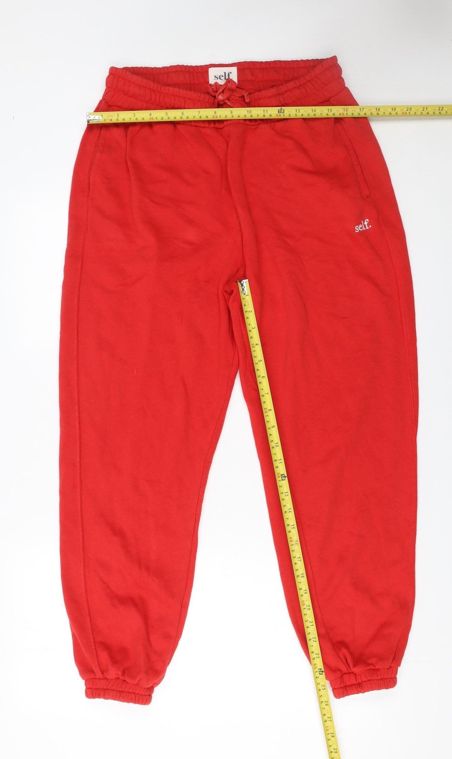 Self Women Red Jogger Sweatpants M Elastic Waist Pockets