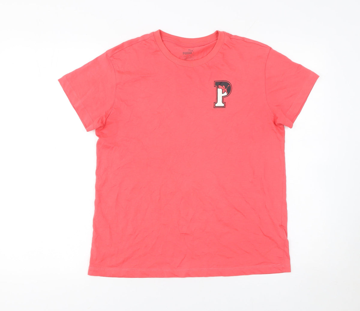 Puma Boys Pink 13-14 Years Crew Neck Cotton Logo T-Shirt