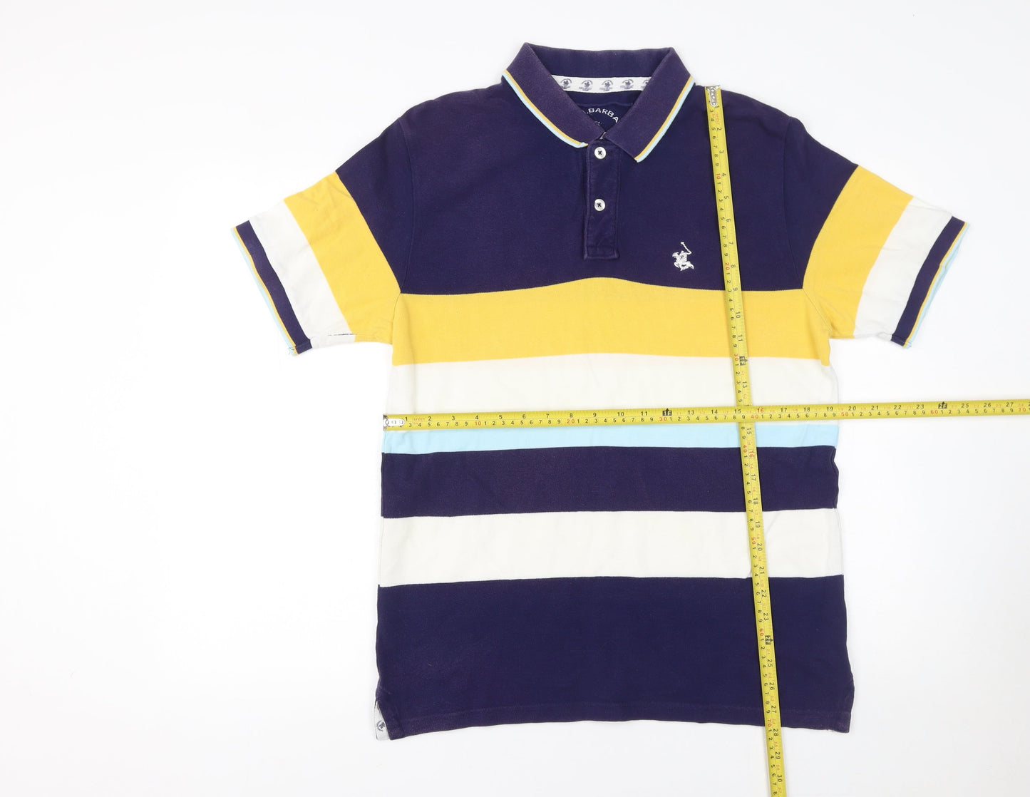 Santa Barbara Polo Club Men's Multicoloured Striped Polo Shirt XL