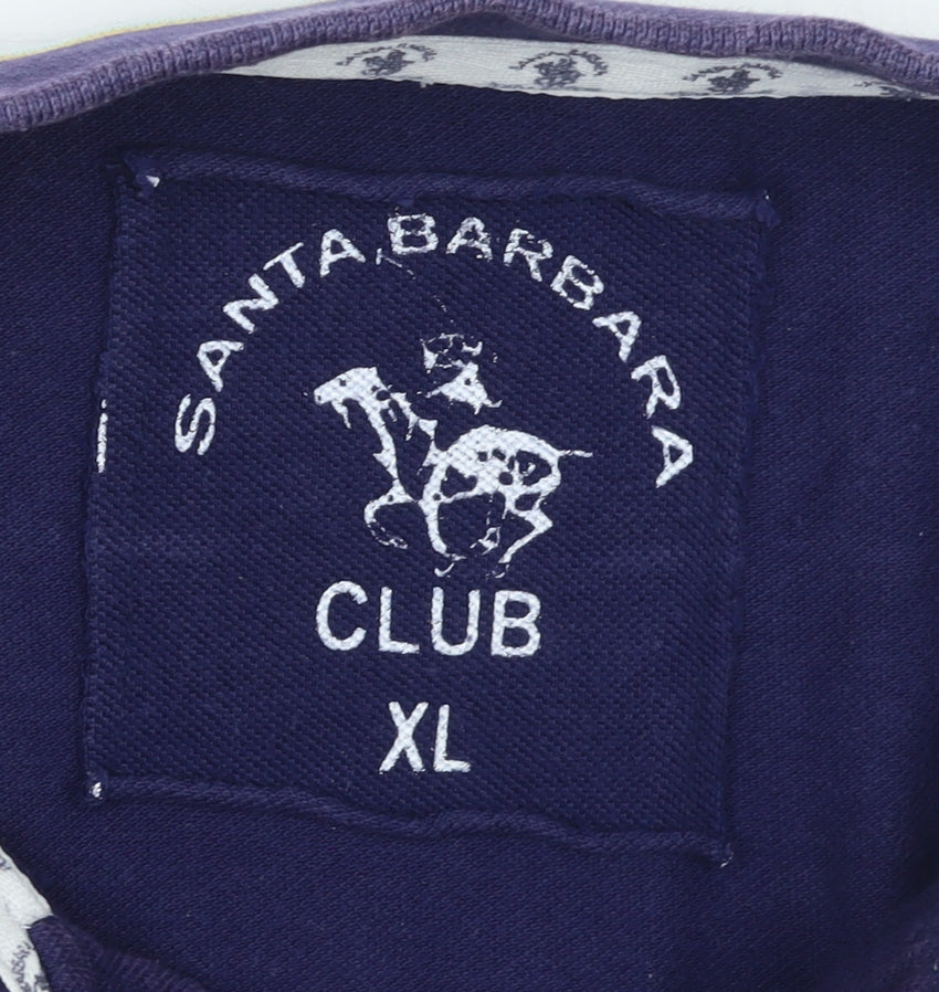 Santa Barbara Polo Club Men's Multicoloured Striped Polo Shirt XL