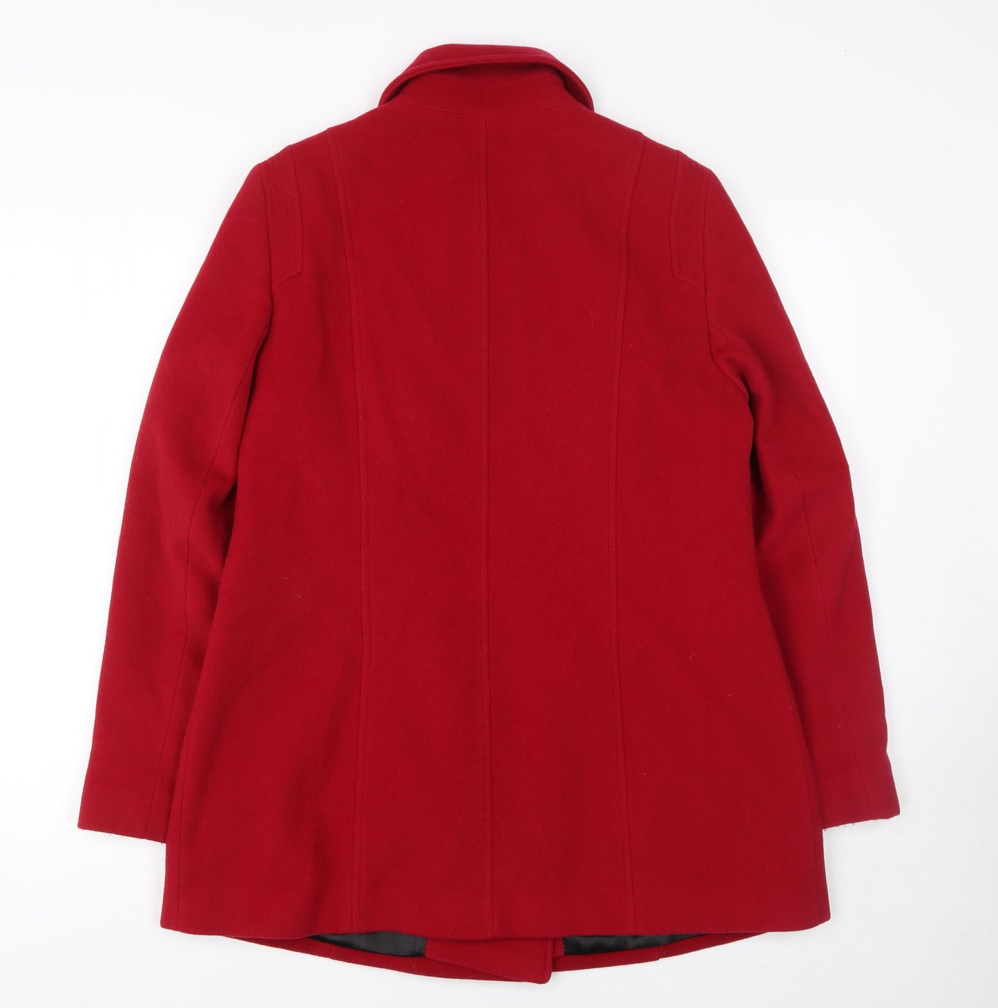Windsmoor Women Red Wool Blend Pea Coat Size 12 Classic Mid-Length