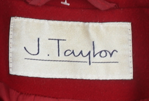 J. Taylor Women's Red Wool Blend Mid-Length Pea Coat Size M