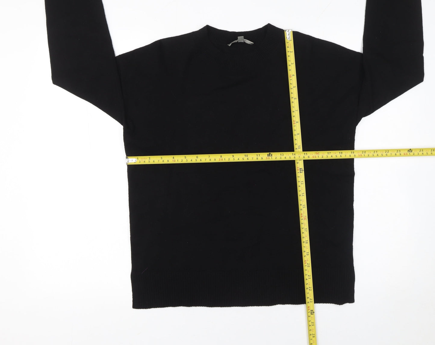Oasis Women's Black Crew Neck Long Sleeve Pullover Jumper Size S