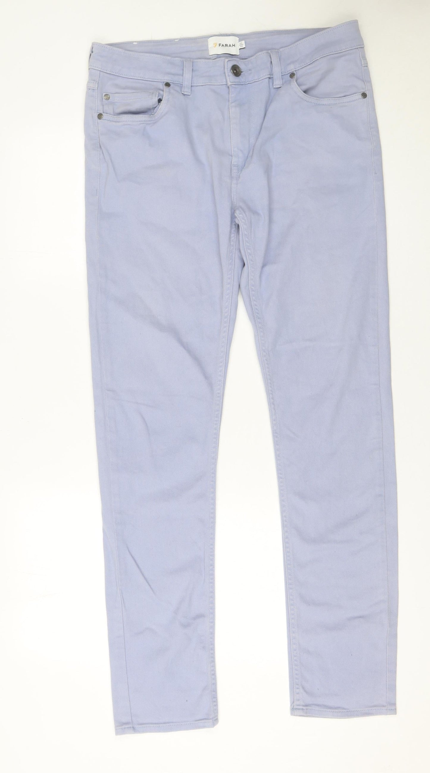Farah Men's Blue Slim Fit Straight Jeans 32W 32L Cotton Denim