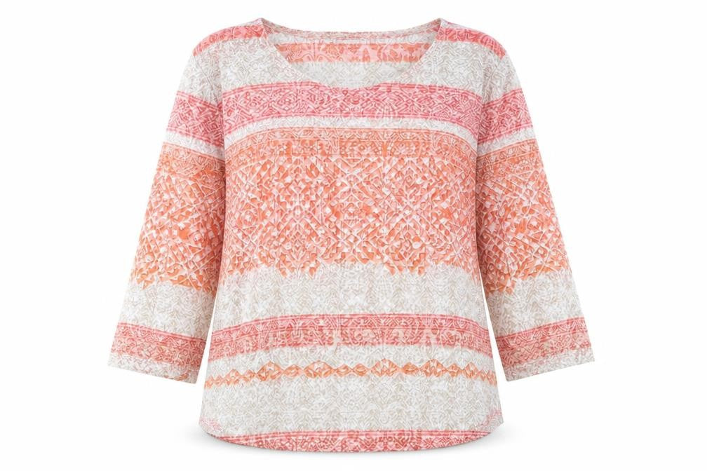Orvis Women's Multicoloured Cotton 3/4 Sleeve Tunic Blouse M