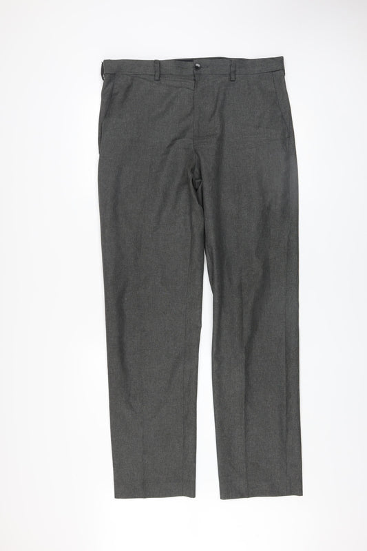 Marks and Spencer Men's Grey Regular Fit Dress Trousers 34W 33L