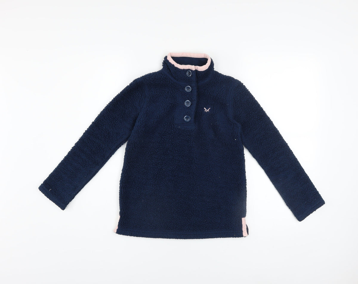 Crew Clothing Co. Girls Blue Fleece Henley Sweatshirt 8-9 Years
