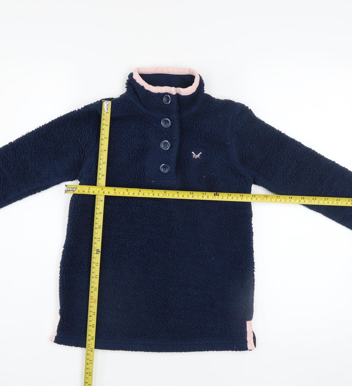 Crew Clothing Co. Girls Blue Fleece Henley Sweatshirt 8-9 Years