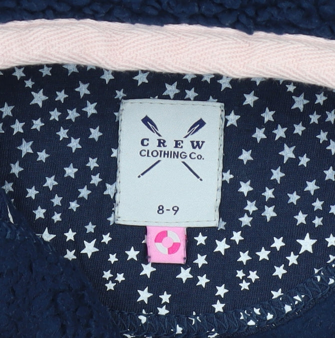 Crew Clothing Co. Girls Blue Fleece Henley Sweatshirt 8-9 Years