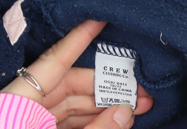 Crew Clothing Co. Girls Blue Fleece Henley Sweatshirt 8-9 Years