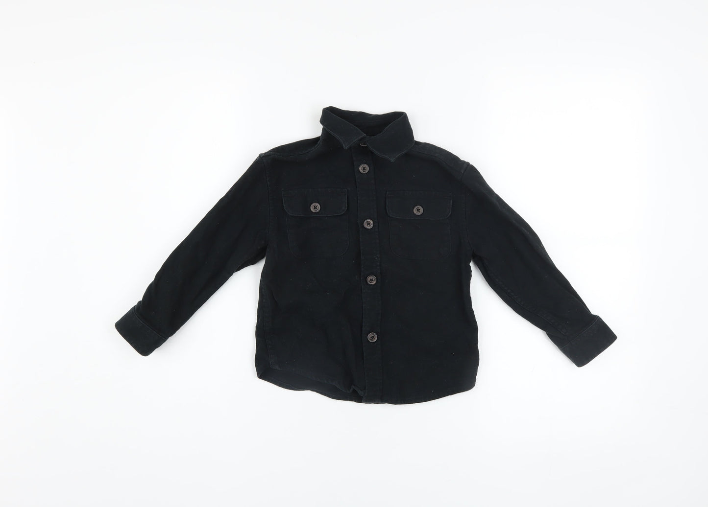 Next Boys Black Cotton Long Sleeve Shirt Jacket 4 Years