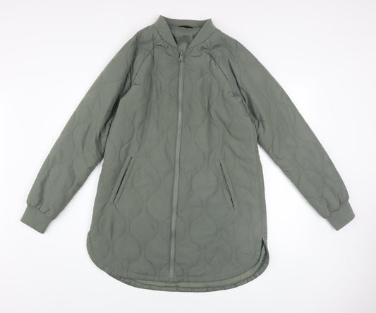 Dunnes Stores Womens Green Quilted Mid-Length Zip Jacket XS
