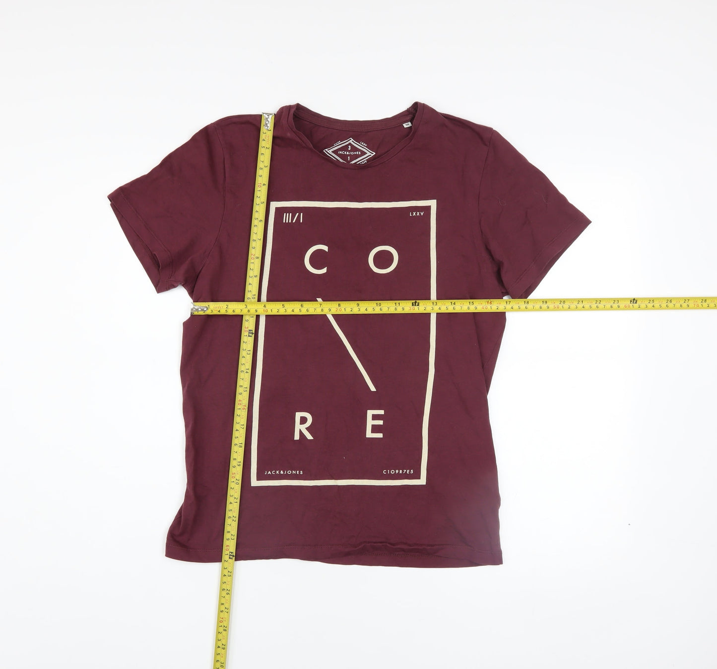 Jack & Jones Men's Burgundy CORE Graphic Print T-Shirt M
