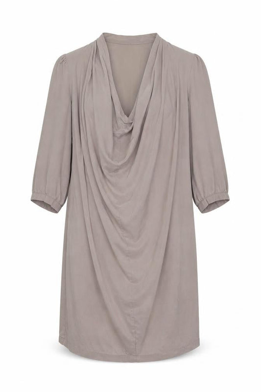 Warehouse Women’s Beige Silk Cowl Neck Shift Dress UK 12