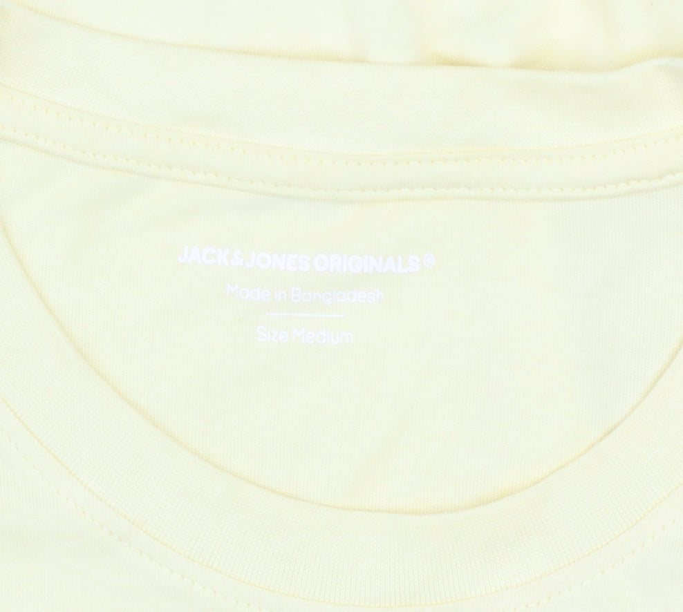 Jack & Jones Men's Yellow Originals Graphic Cotton T-Shirt Medium