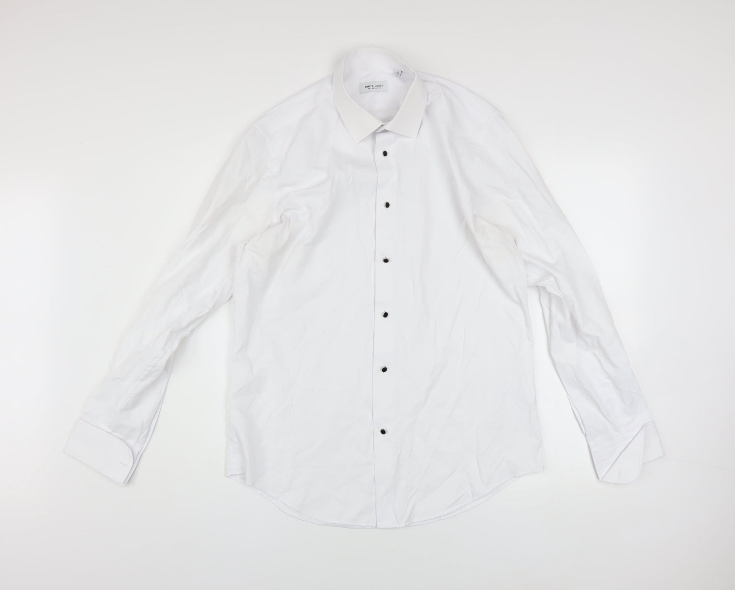 White Label Men’s White Slim Fit Long Sleeve Button-Up Shirt Size 16