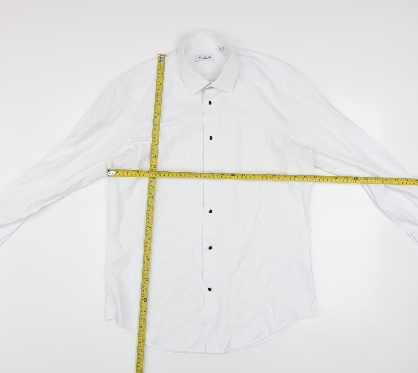 White Label Men’s White Slim Fit Long Sleeve Button-Up Shirt Size 16
