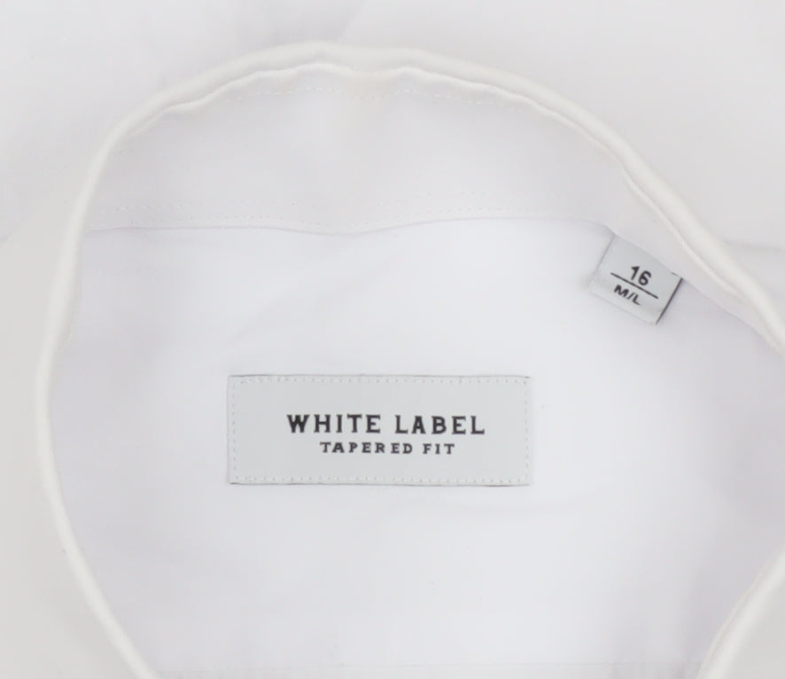 White Label Men’s White Slim Fit Long Sleeve Button-Up Shirt Size 16