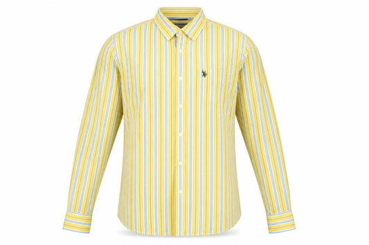 U.S. Polo Assn. Men's Yellow Striped Cotton Button-Up Shirt XL