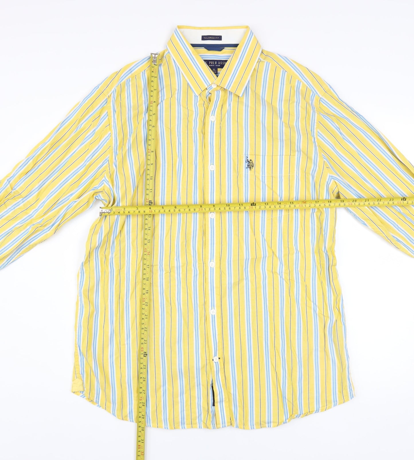 U.S. Polo Assn. Men's Yellow Striped Cotton Button-Up Shirt XL