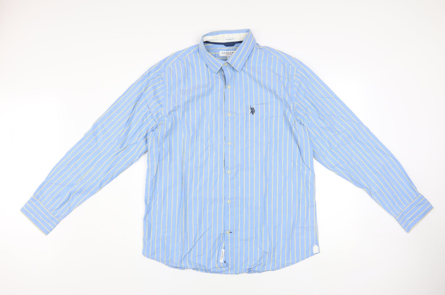 U.S. Polo Assn. Men’s Blue Striped Cotton Button-Up Shirt XL Tailored Fit
