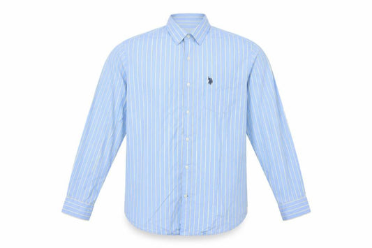 U.S. Polo Assn. Men’s Blue Striped Cotton Button-Up Shirt XL Tailored Fit