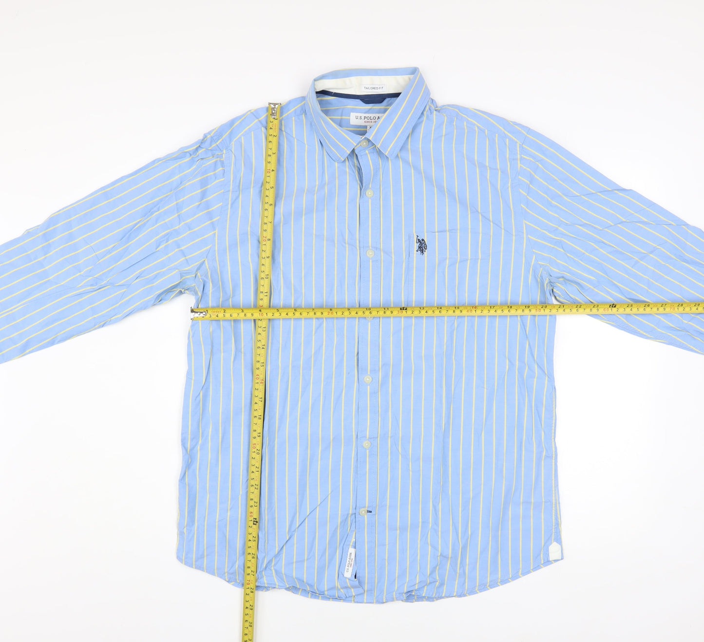 U.S. Polo Assn. Men’s Blue Striped Cotton Button-Up Shirt XL Tailored Fit